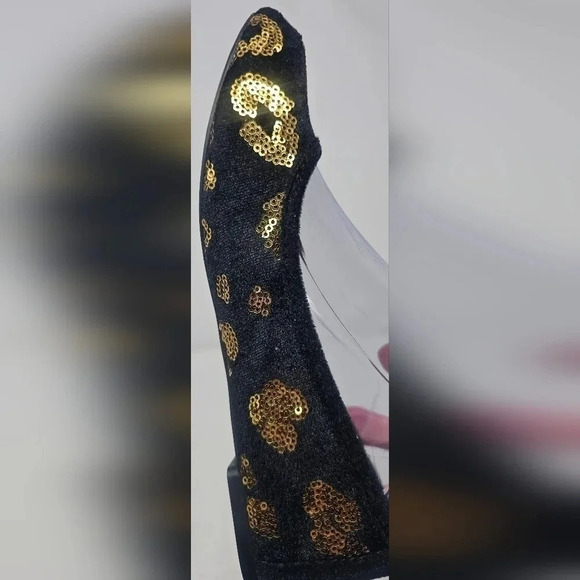 Lucky Brand Women's Elisabeta Black Velvet Flats With Gold Sequins Size 6.5 - Picture 7 of 16